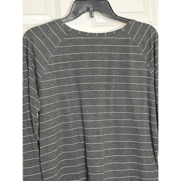Lululemon Emerald Long Sleeve Short Serve Stripe Heathered Black White Size 12df - Picture 4 of 8